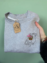 Load image into Gallery viewer, Dog Tulip Basket Sweatshirt - Various Breeds- Embroidered sweater for dog lovers