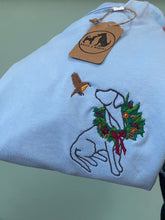 Load image into Gallery viewer, Various Breeds- Christmas Wreath Dogs T-Shirt- winter robin Embroidered tee for dog lovers