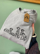 Load image into Gallery viewer, Embroidered Dalmatian Sweatshirt - Puppy Play date embroidered sweater for dog lovers