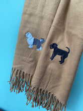 Load image into Gallery viewer, Full Colour Embroidered dog breed Scarf- Classic scarf for winter dog walks