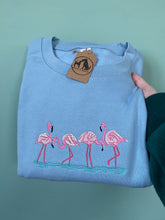 Load image into Gallery viewer, Embroidered Flamingo Sweatshirt - colourful sweatshirt for bird lovers