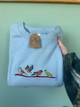 Load image into Gallery viewer, Finches Embroidered Sweatshirt - Chaffinch, Hawfinch, Bullfinch and Greenfinch gifts for bird lovers.