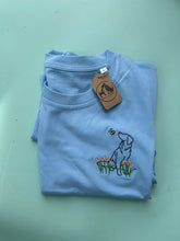 Load image into Gallery viewer, Golden Retriever Tulips T-Shirt - Light Blue L