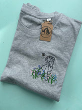 Load image into Gallery viewer, Schnauzer Bluebells T-Shirt - grey L