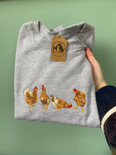 Load image into Gallery viewer, Embroidered Chicken Hen Sweatshirt - colourful sweatshirt for chicken owners and lovers
