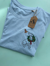 Load image into Gallery viewer, Labrador Christmas Wreath t-shirt - light blue M