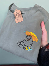 Load image into Gallery viewer, Rainy Day Pomeranian Sweatshirt - Dusty Green / M