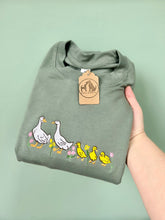 Load image into Gallery viewer, Floral Runner Duck Embroidered Sweatshirt - colourful sweatshirt for bird lovers