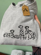Load image into Gallery viewer, Embroidered Dalmatian Sweatshirt - Puppy Play date embroidered sweater for dog lovers