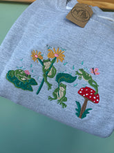 Load image into Gallery viewer, Whimsical Frog Embroidered Sweatshirt - Frog gifts for frog lovers.
