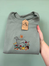 Load image into Gallery viewer, SILHOUETTE STYLE - Autumn Woodland Dogs Sweatshirt - various breeds- Embroidered sweater for dog lovers