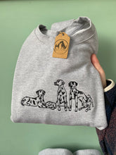 Load image into Gallery viewer, Embroidered Dalmatian Sweatshirt - Puppy Play date embroidered sweater for dog lovers