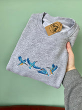 Load image into Gallery viewer, Embroidered Kingfisher Sweatshirt - colourful sweatshirt for bird lovers