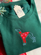 Load image into Gallery viewer, Christmas dog jumper breed sweatshirt- our silhouette dog designs have been christmafied!! Festive sweatshirt for dog lovers.