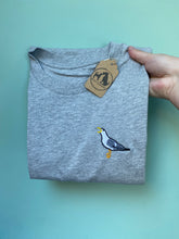 Load image into Gallery viewer, Bird Embroidered T-Shirt - Pigeon, Kingfisher, Swan, Goose, Duck, Blue tit, Robin, Seagull, Flamingo, Puffin, Swan, Hummingbird, Running duck, Kea, Little Blue penguin. Bird Embroidery for bird lovers and twitchers.