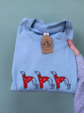 Load image into Gallery viewer, Christmas dog jumper breed sweatshirt- our silhouette dog designs have been christmafied!! Festive sweatshirt for dog lovers.