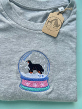 Load image into Gallery viewer, Various Breeds- Christmas Snow Globe Dogs T-Shirt- winter robin Embroidered tee for dog lovers