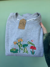Load image into Gallery viewer, Whimsical Frog Embroidered Sweatshirt - Frog gifts for frog lovers.