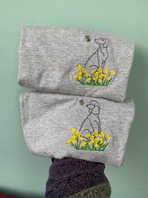 Load image into Gallery viewer, OUTLINE STYLE- Daffodil Dogs T-Shirt- Embroidered tee for dog lovers