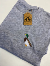 Load image into Gallery viewer, Bird Embroidered T-Shirt - Pigeon, Kingfisher, Swan, Goose, Duck, Blue tit, Robin, Seagull, Flamingo, Puffin, Swan, Hummingbird, Running duck, Kea, Little Blue penguin. Bird Embroidery for bird lovers and twitchers.