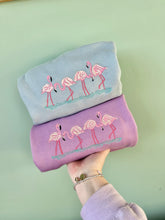 Load image into Gallery viewer, Embroidered Flamingo Sweatshirt - colourful sweatshirt for bird lovers