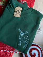 Load image into Gallery viewer, Christmas Stag Embroidered Sweatshirt- Xmas Jumper for Animal Lovers