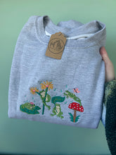 Load image into Gallery viewer, Whimsical Frog Embroidered Sweatshirt - Frog gifts for frog lovers.