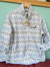 Load image into Gallery viewer, PRE-LOVED - Full Colour Puppy Flowers Fleece - zig zag pattern