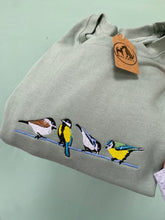 Load image into Gallery viewer, British Garden Birds Sweatshirt - Great, Blue, Coal and Marsh tit sweater for twitchers