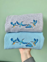 Load image into Gallery viewer, Embroidered Kingfisher Sweatshirt - colourful sweatshirt for bird lovers