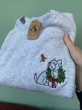 Load image into Gallery viewer, OUTLINE STYLE - Christmas Wreath Dogs Sweatshirt - various breeds- Embroidered winter sweater for dog lovers