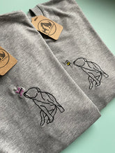 Load image into Gallery viewer, Staffy Outline T-shirt - embroidered Staffordshire bull terrier organic tee for dog lovers and owners