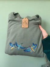 Load image into Gallery viewer, Embroidered Kingfisher Sweatshirt - colourful sweatshirt for bird lovers
