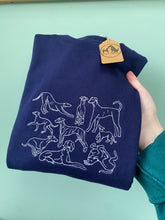 Load image into Gallery viewer, Sighthound Club Dogs embroidered Sweatshirt / Hoodie for lurcher, greyhound, whippet, saluki, Italian greyhound owners