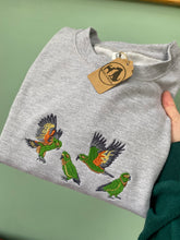 Load image into Gallery viewer, Embroidered Kea Alpine Parrot Sweatshirt - colourful sweatshirt for bird lovers