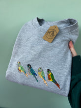 Load image into Gallery viewer, Embroidered Conure Sweatshirt - colourful sweatshirt for parrot owners and lovers