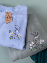 Load image into Gallery viewer, Dog Daisies Sweatshirt - Various Breeds- Embroidered sweater for dog lovers
