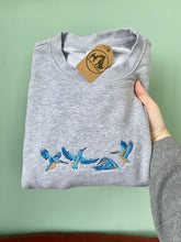 Load image into Gallery viewer, Embroidered Kingfisher Sweatshirt - colourful sweatshirt for bird lovers
