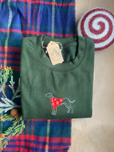 Load image into Gallery viewer, Christmas dog jumper breed sweatshirt- our silhouette dog designs have been christmafied!! Festive sweatshirt for dog lovers.