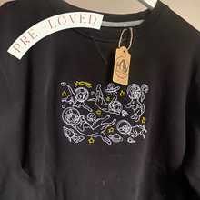 Load image into Gallery viewer, PRE-LOVED ‘intergalactic dogs’ black sweatshirt (IMPERFECT)