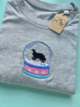 Load image into Gallery viewer, Bernese Mountain Dog Snow Globe T-Shirt - Grey M