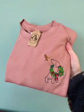 Load image into Gallery viewer, OUTLINE STYLE - Christmas Wreath Dogs Sweatshirt - various breeds- Embroidered winter sweater for dog lovers
