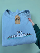 Load image into Gallery viewer, Embroidered Swan Sweatshirt - colourful sweatshirt for geese lovers
