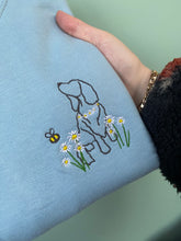 Load image into Gallery viewer, Dog Daisies Sweatshirt - Various Breeds- Embroidered sweater for dog lovers