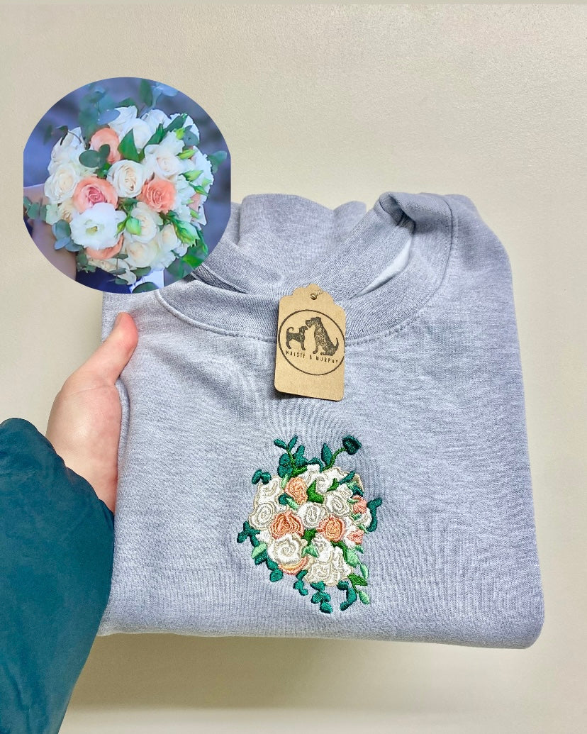 Custom Bridal Bouquet Embroidered Sweatshirt - wedding gifts for
