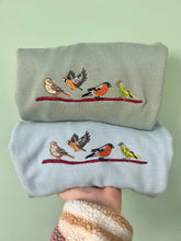 Load image into Gallery viewer, Finches Embroidered Sweatshirt - Chaffinch, Hawfinch, Bullfinch and Greenfinch gifts for bird lovers.