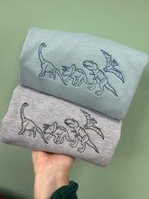 Load image into Gallery viewer, Embroidered Dinosaurs Sweatshirt- T-Rex, Triceratops, Diplodocus, Pterodactyl