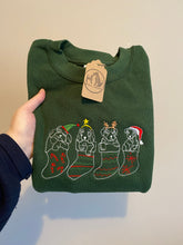 Load image into Gallery viewer, Christmas Puppy Stocking Sweatshirt - Festive dogs sweater for dog lovers