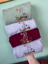 Load image into Gallery viewer, OUTLINE STYLE - Autumn Woodland Dogs Sweatshirt - various breeds- Embroidered sweater for dog lovers