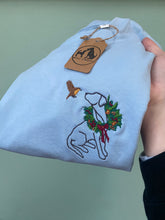 Load image into Gallery viewer, Various Breeds- Christmas Wreath Dogs T-Shirt- winter robin Embroidered tee for dog lovers